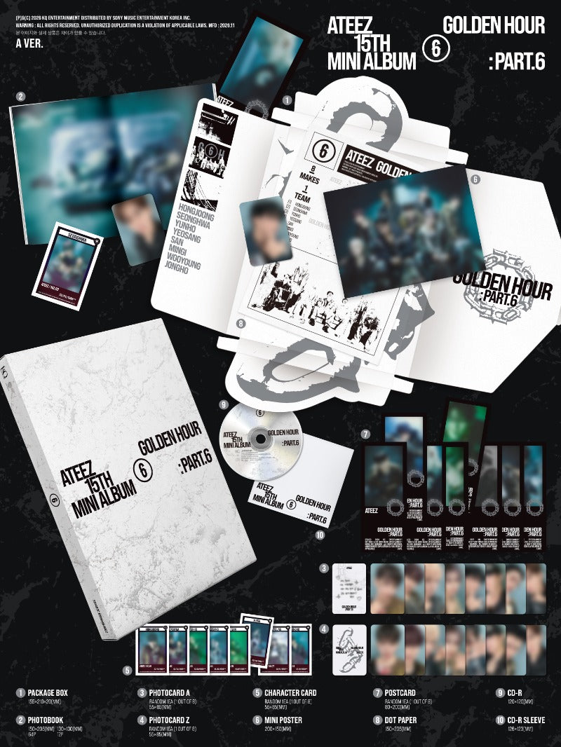 PRE-ORDER ATEEZ 15TH MINI ALBUM GOLDEN HOUR : Part.6 + SOUND WAVE POB