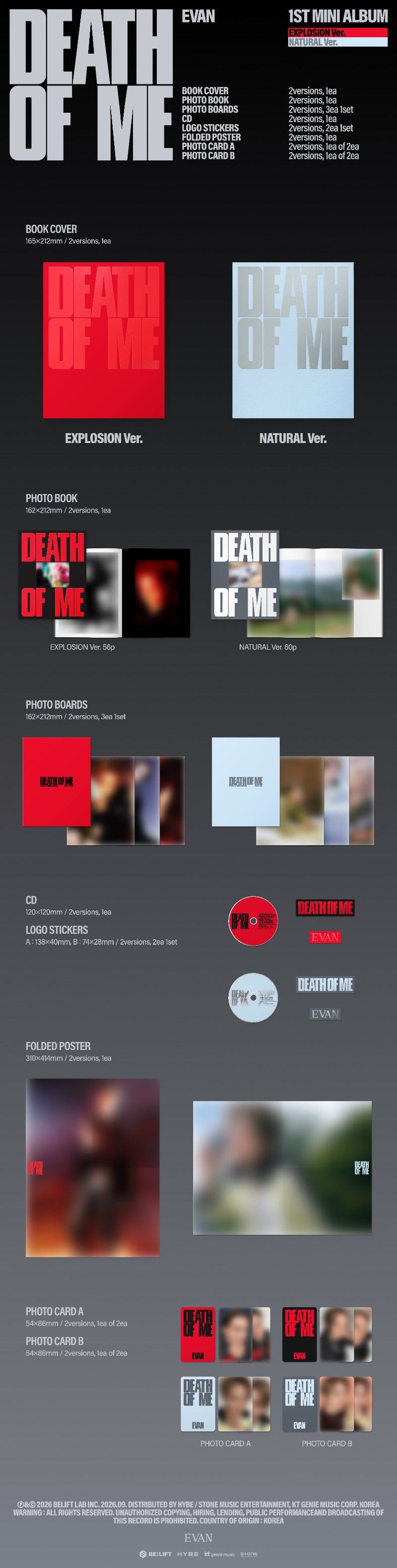 PRE-ORDER EVAN 1st Mini Album DEATH OF ME