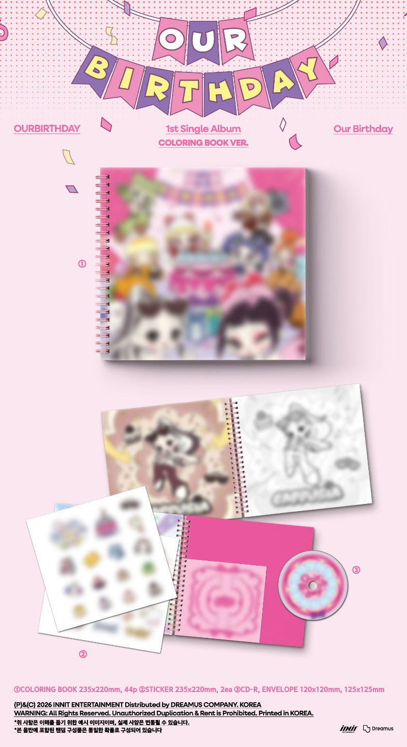 PRE-ORDER OURBIRTHDAY 1st Single Album Our Birthday (COLORING BOOK Version)