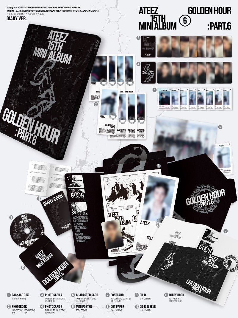 PRE-ORDER ATEEZ 15TH MINI ALBUM GOLDEN HOUR : Part.6 + SOUND WAVE POB