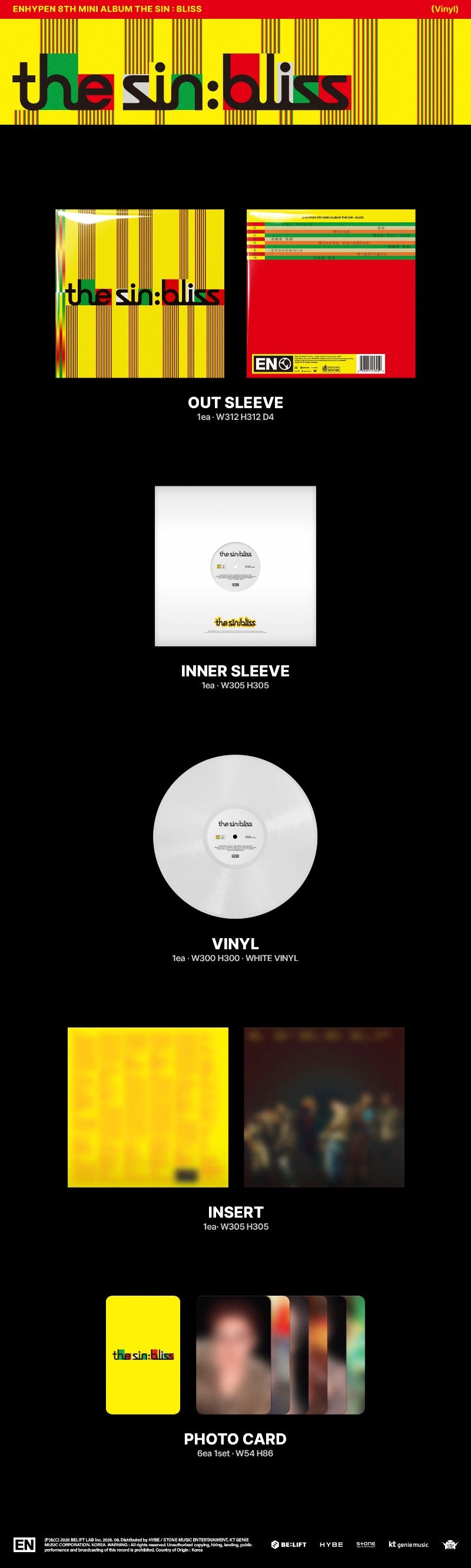 PRE-ORDER ENHYPEN 8th Mini Album THE SIN : BLISS (Vinyl)