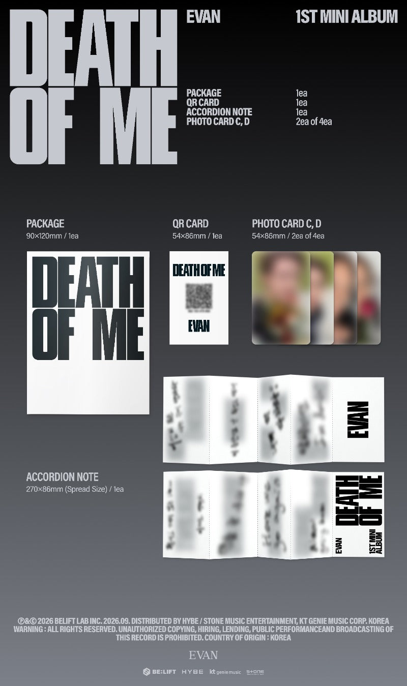 PRE-ORDER EVAN 1st Mini Album DEATH OF ME (Weverse Albums Version)
