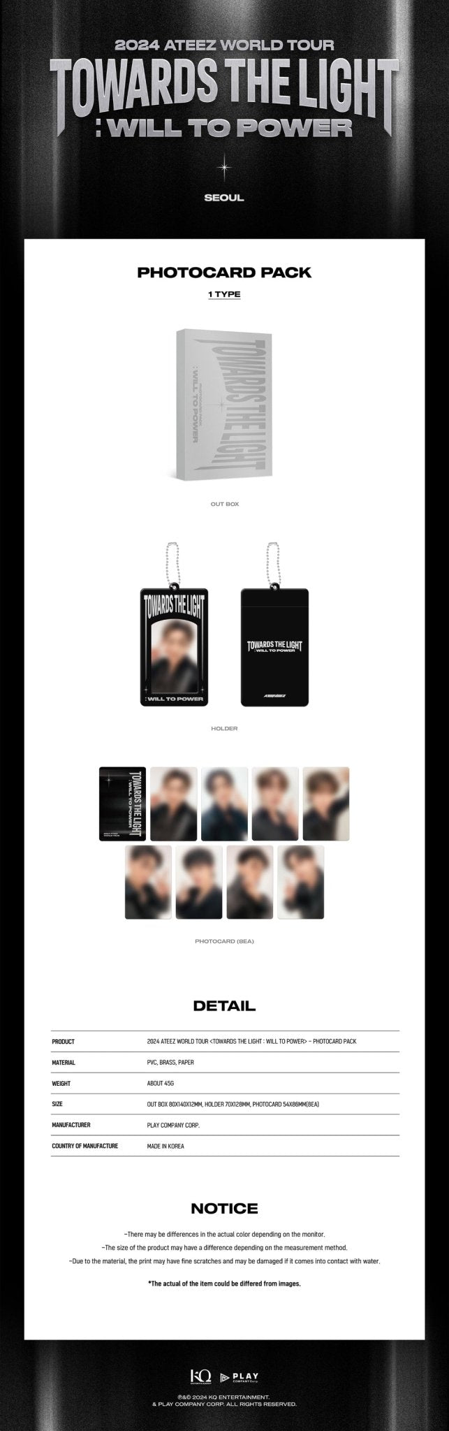 ATEEZ TOWARDS THE LIGHT : WILL TO POWER Photocard Pack – Photocards ( / / ) | HobiEgo