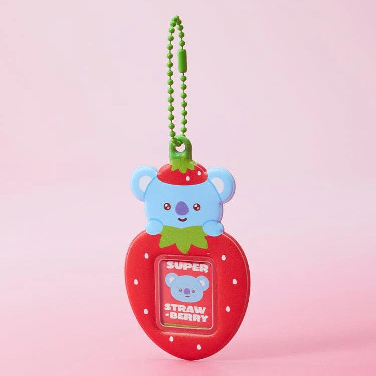 BT21 MINI PHOTO HOLDER KEYRING STRAWBERRY PARTY – merch 8800312349659 (Koya / / ) | HobiEgo K - pop Shop