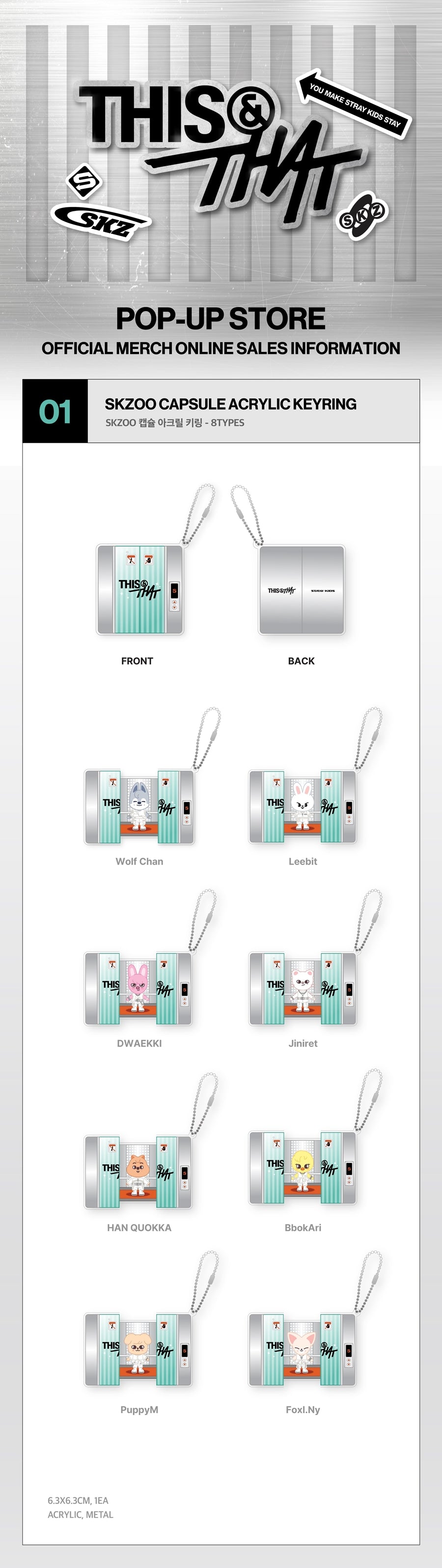 PRE-ORDER Stray Kids THIS & THAT MD SKZOO Capsule Acrylic Keyring