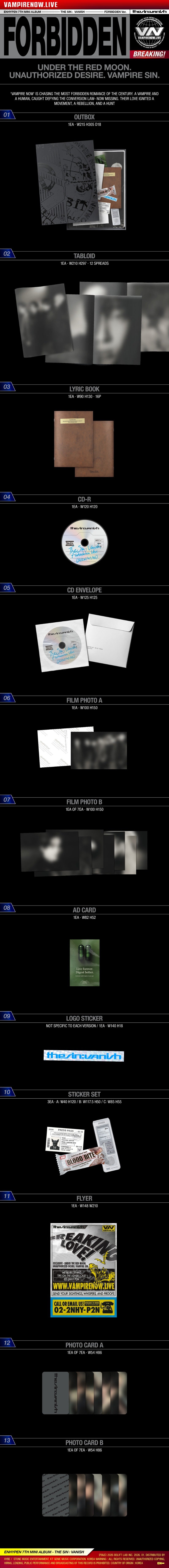 PRE-ORDER ENHYPEN 7th Mini Album THE SIN VANISH + ALADIN POB