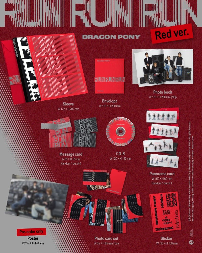 Dragon Pony 3rd EP Album RUN RUN RUN – album 8804775465222 (RED / / ) | HobiEgo K - pop Shop