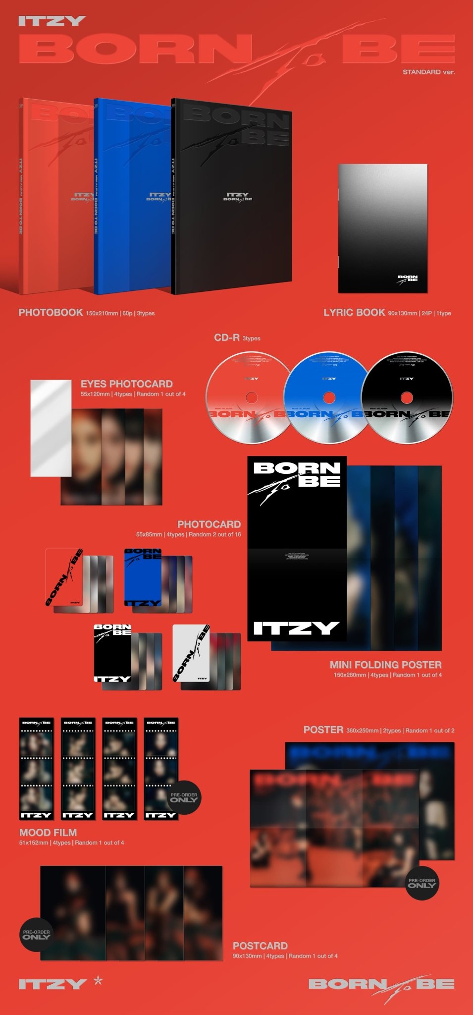 ITZY 2nd Full Album BORN TO BE (Standard Version) – album (A (RED) / / ) | HobiEgo