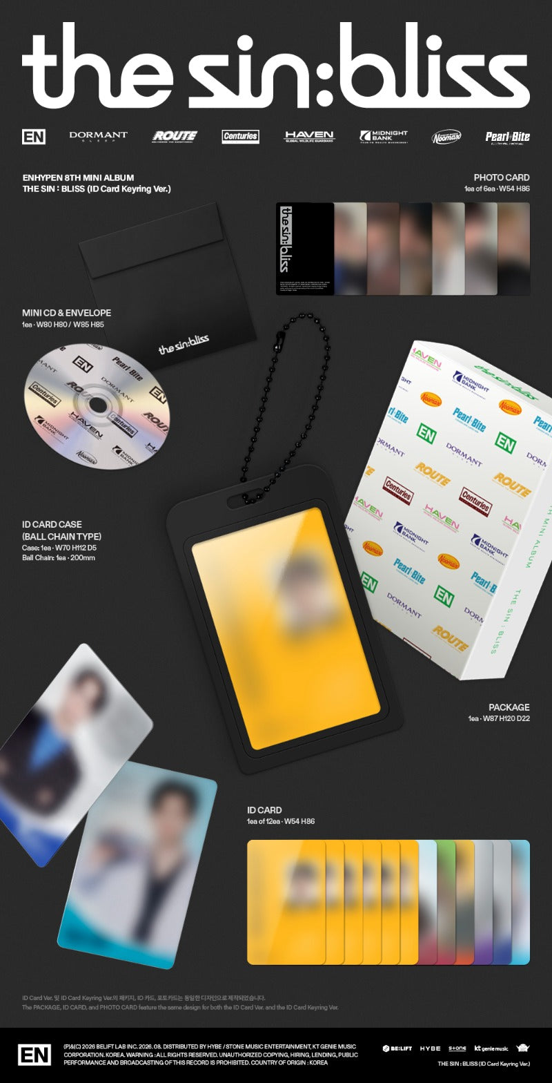PRE-ORDER ENHYPEN 8th Mini Album THE SIN : BLISS (ID Card Keyring Version)