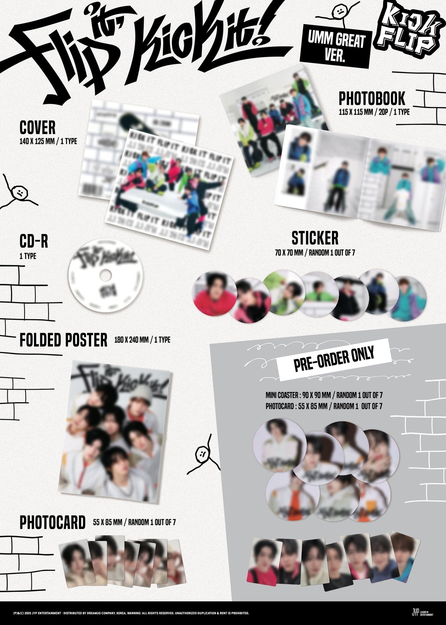 KickFlip 1st Mini Album Flip It, Kick It! (Umm Great Version) + JYP POB – album ( / / ) | HobiEgo