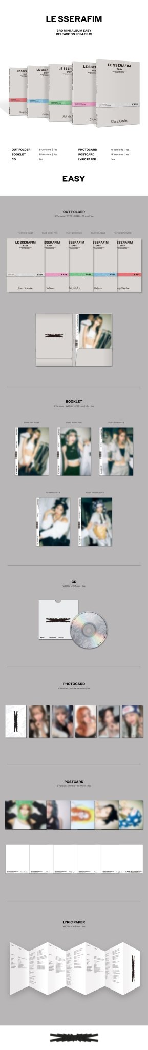 LE SSERAFIM 3rd Mini Album EASY (COMPACT Version) – album (Chic Silver (Kim Chaewon) / / ) | HobiEgo