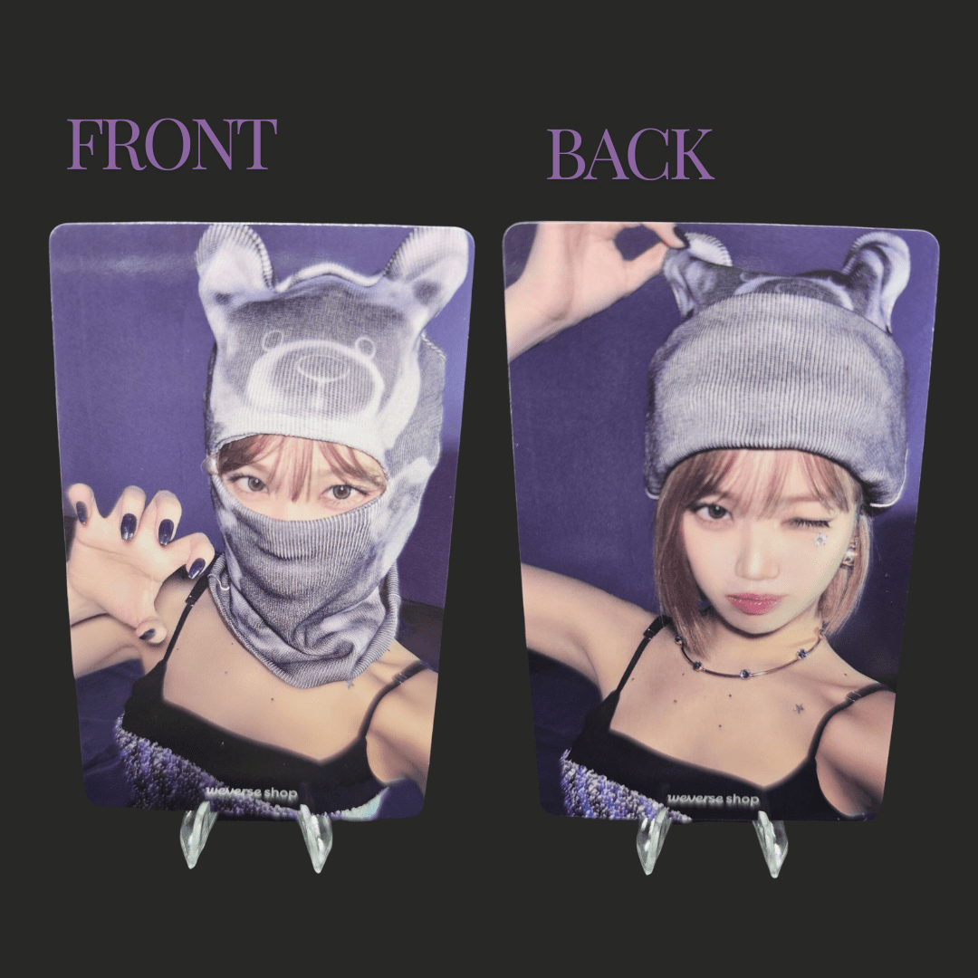 LE SSERAFIM 4th Mini Album CRAZY Weverse Photocards Balaclava Version – Photocards (Kim Chaewon / / ) | HobiEgo