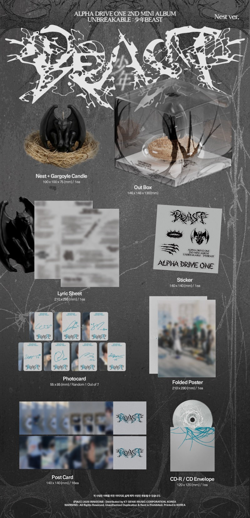 PRE-ORDER ALPHA DRIVE ONE 2nd Mini Album UNBREAKABLE : 少年 BESAT (Nest Version) (Limited Edition)