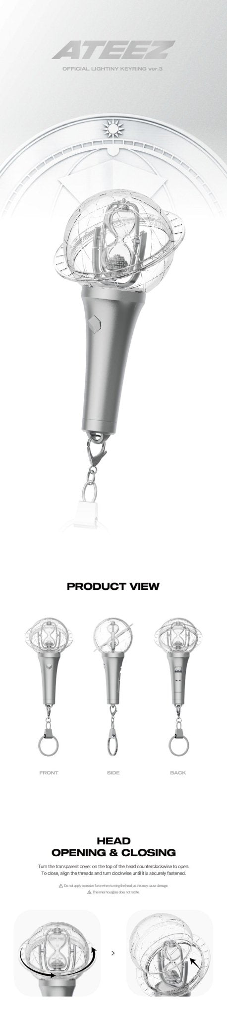 PRE - ORDER ATEEZ LIGHTINY Lightstick Keyring Version 3 – lightstick ( / / ) | HobiEgo K - pop Shop