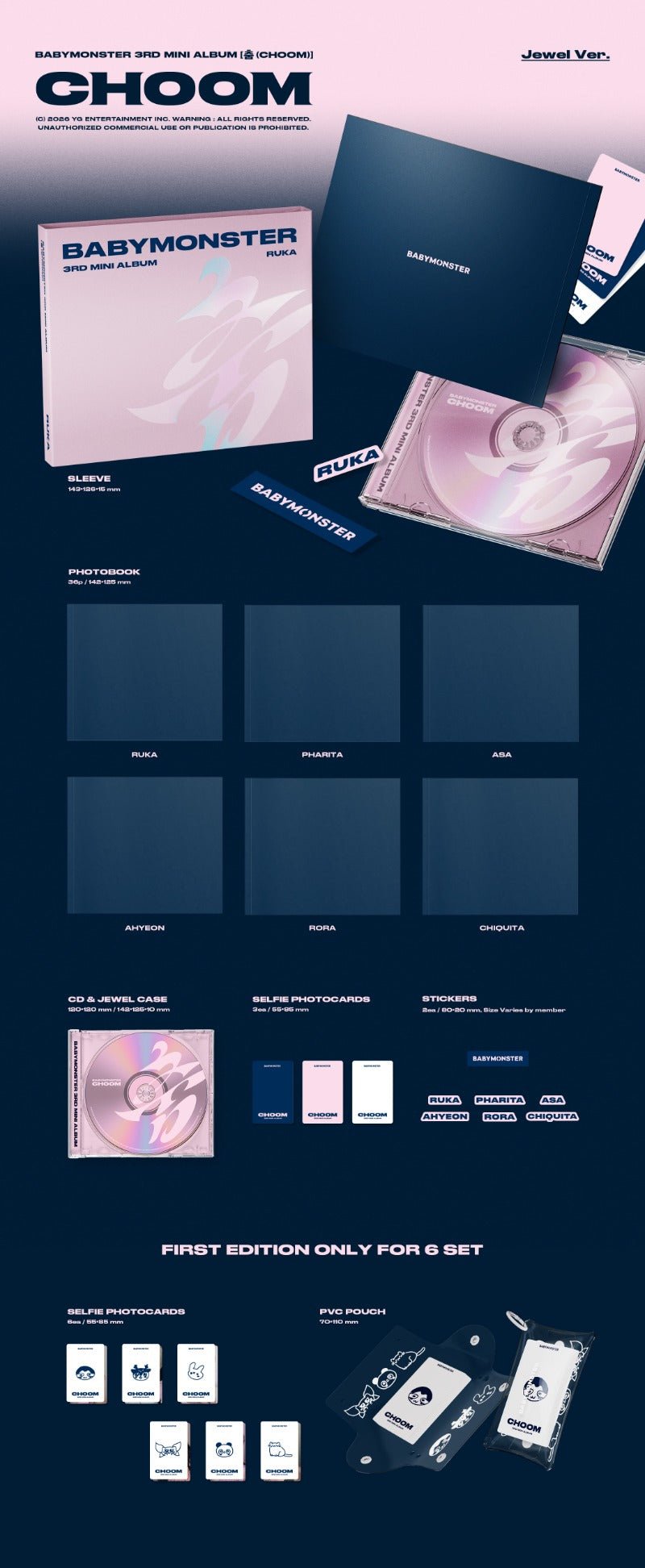 PRE - ORDER BABYMONSTER 3rd Mini Album CHOOM Jewel Version – album (Ruka / / ) | HobiEgo K - pop Shop