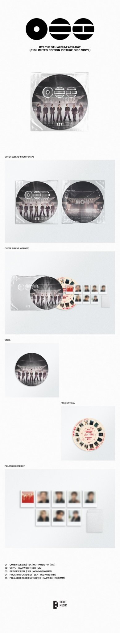 PRE - ORDER BTS 5th Full Album ARIRANG (613 Limited Edition Picture Disc Vinyl) – album ( / / ) | HobiEgo K - pop Shop
