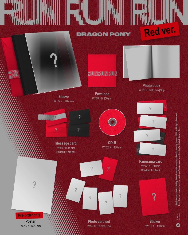 PRE - ORDER Dragon Pony 3rd EP Album RUN RUN RUN – album (RED / / ) | HobiEgo