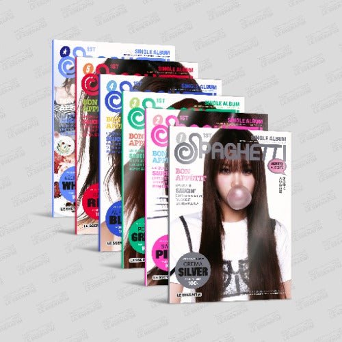 PRE - ORDER LE SSERAFIM 1st Single Album SPAGHETTI (Compact Version) – album (Crema Silver / / ) | HobiEgo