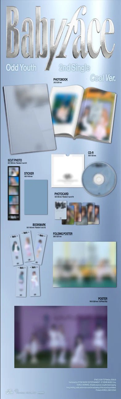 PRE - ORDER ODD YOUTH 2nd Single Album Babyface (Photobook Version) – album (Cool (BLUE) / / ) | HobiEgo K - pop Shop