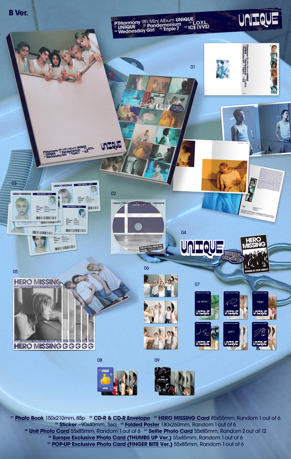 PRE - ORDER P1Harmony 9th Mini Album UNIQUE hello82 Europe POP - UP Exclusive – album (C / / ) | HobiEgo