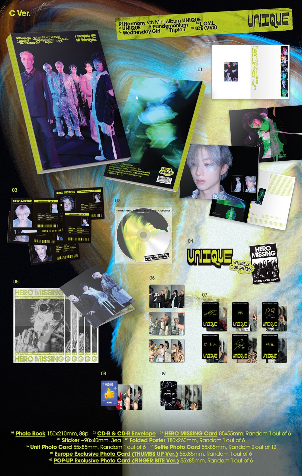 PRE - ORDER P1Harmony 9th Mini Album UNIQUE hello82 Europe POP - UP Exclusive – album (C / / ) | HobiEgo