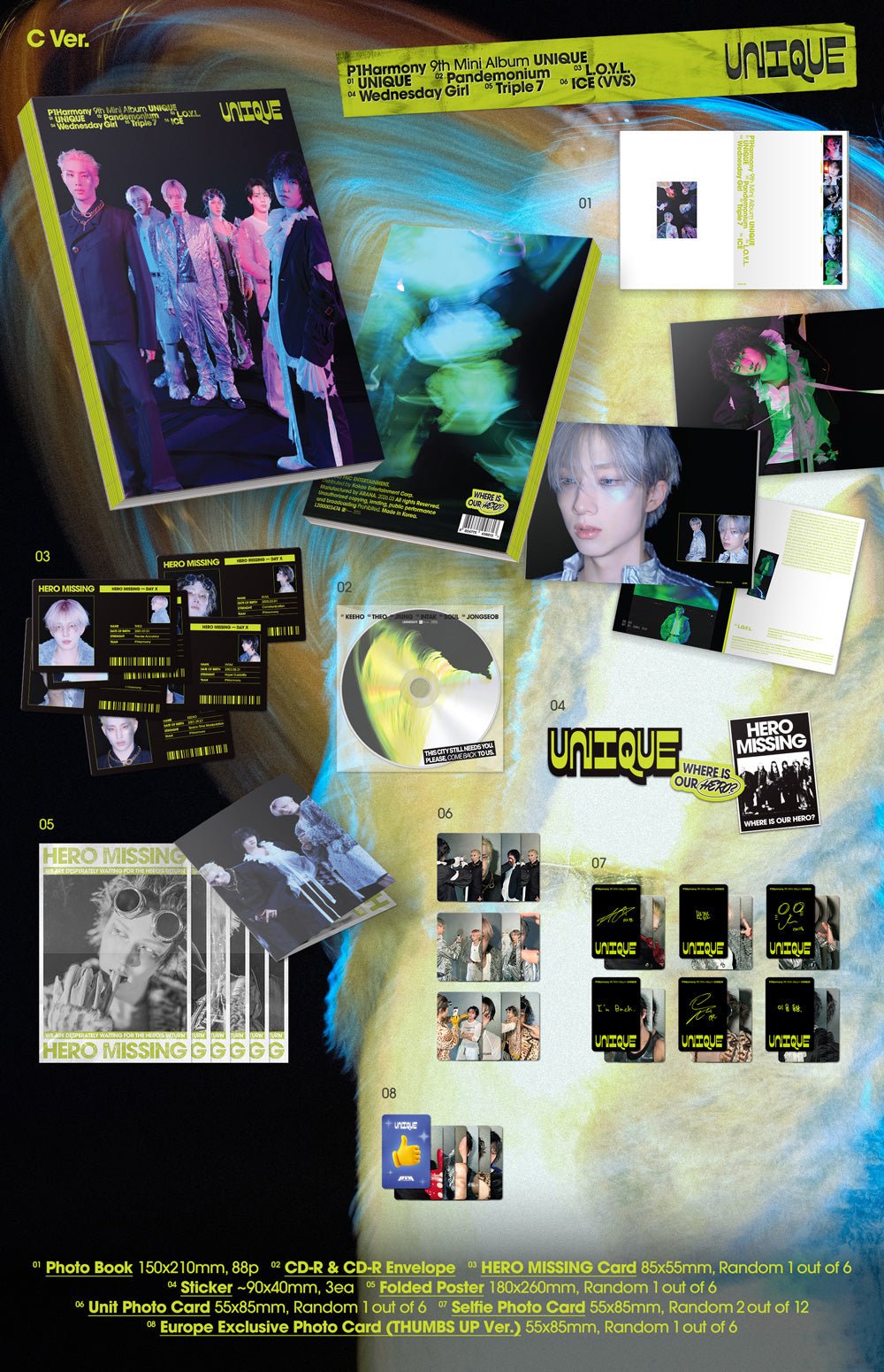 PRE - ORDER P1Harmony 9th Mini Album UNIQUE (Signed Edition) – album (C / / ) | HobiEgo