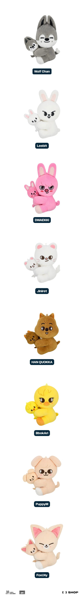 PRE - ORDER Stray Kids World Tour dominATE : celebrATE Pop - Up Store SKZOO Magnet Plush Set – merch (Wolf Chan / / ) | HobiEgo