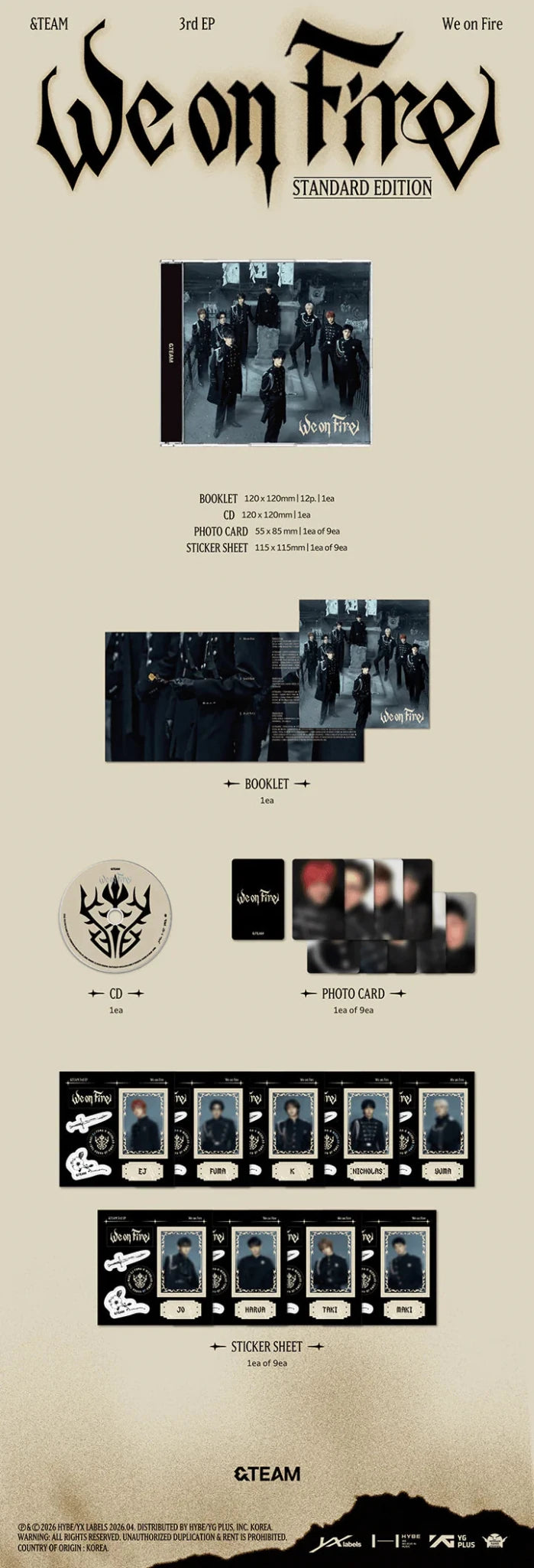 PRE - ORDER &TEAM Japanese Album 3rd EP Album We on Fire (STANDARD EDITION) – album ( / / ) | HobiEgo K - pop Shop