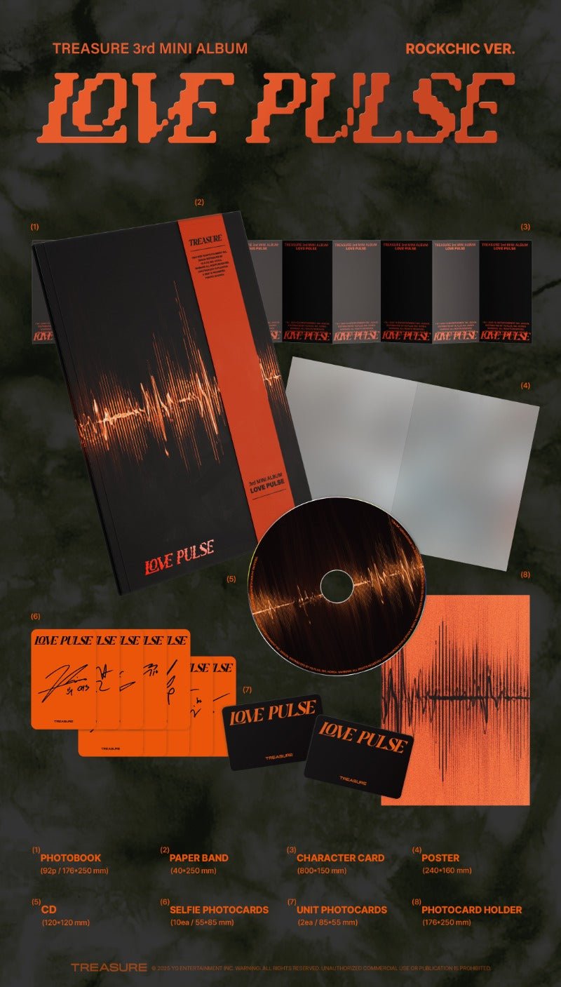PRE - ORDER TREASURE 3rd Mini Album LOVE PULSE – album (ROCKCHIC (ORANGE) / / ) | HobiEgo