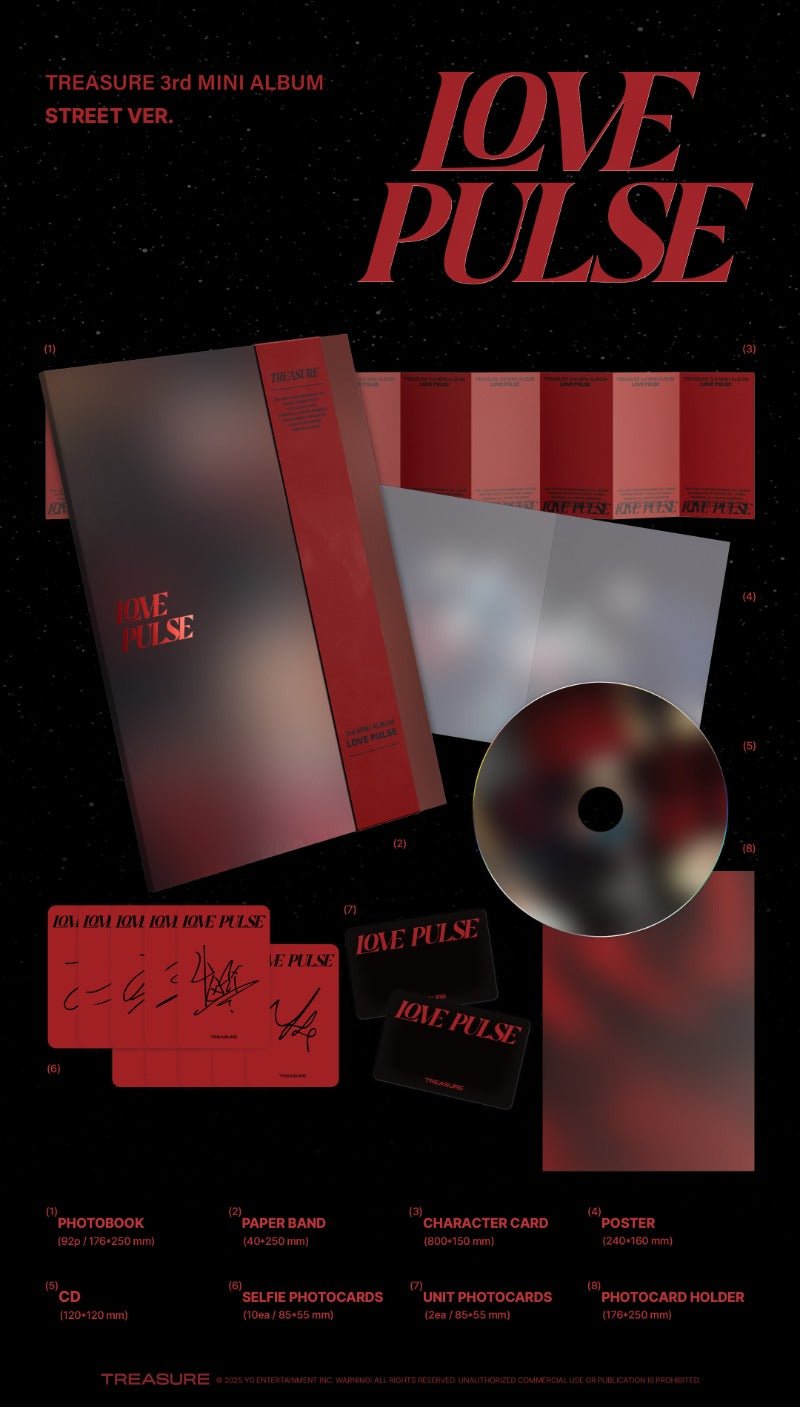 PRE - ORDER TREASURE 3rd Mini Album LOVE PULSE – album (STREET (RED) / / ) | HobiEgo