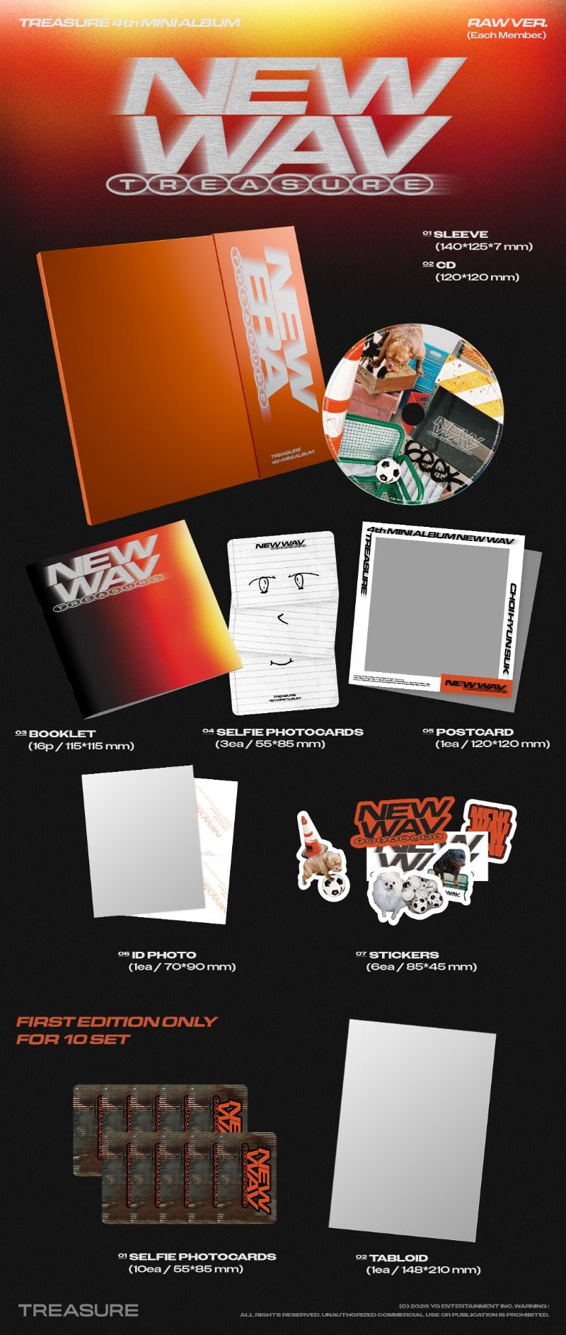 PRE - ORDER TREASURE 4th Mini Album NEW WAVE (RAW Version) – album (Choi Hyunsuk / / ) | HobiEgo K - pop Shop