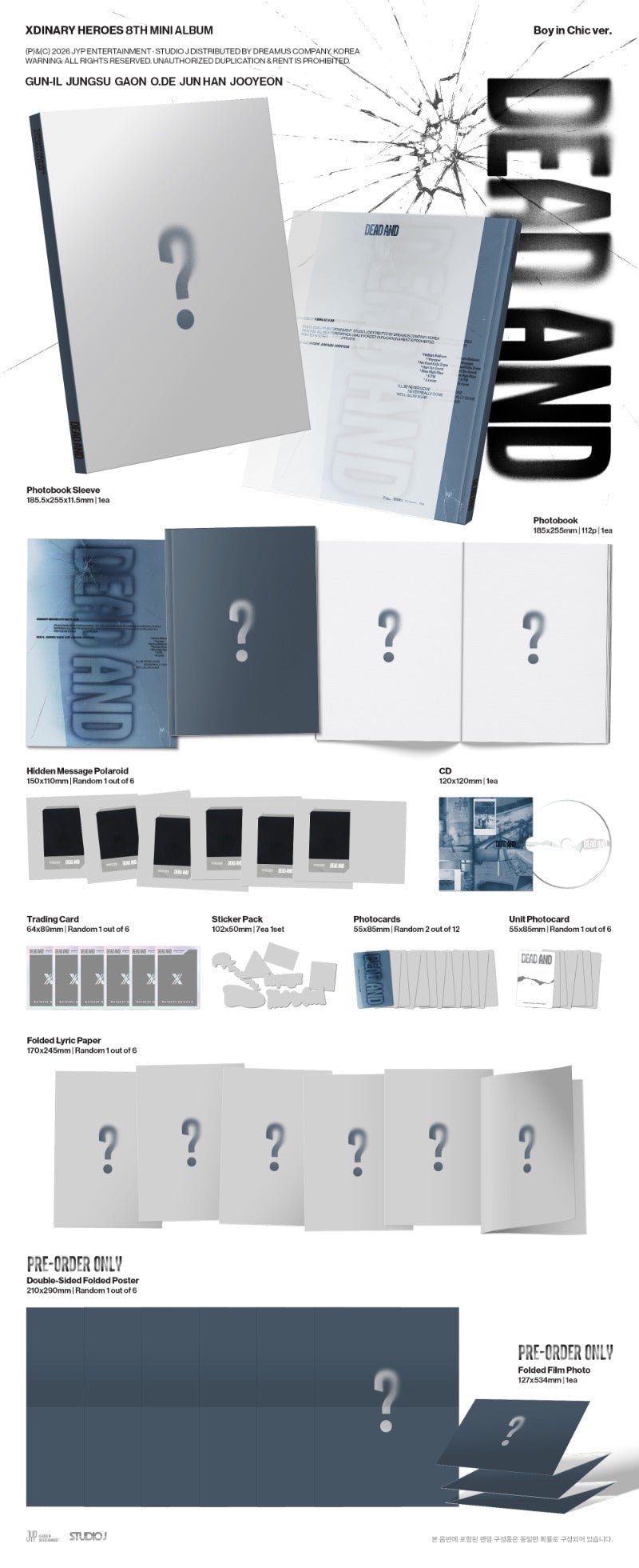 PRE - ORDER Xdinary Heroes 8th Mini Album DEAD AND – album (Boy in Chic / / ) | HobiEgo K - pop Shop