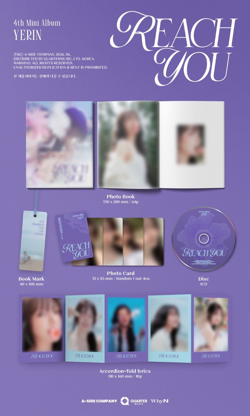 PRE - ORDER YERIN 4th Mini Album REACH YOU Digipack – album ( / / ) | HobiEgo K - pop Shop