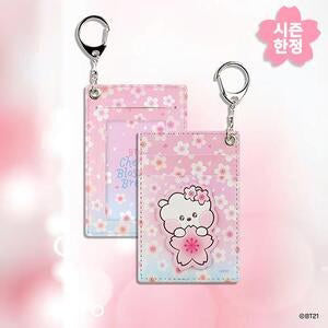 BT21 - CHERRY BLOSSOM LEATHER PATCH CARD HOLDER
