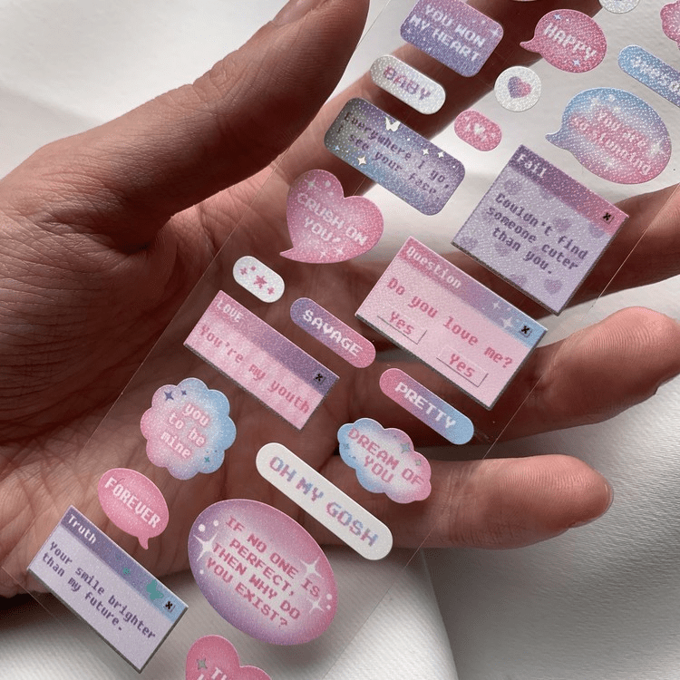 SOOANG Studio English Speech Bubble Sticker – Stickers (Pink/ Purple / / ) | HobiEgo