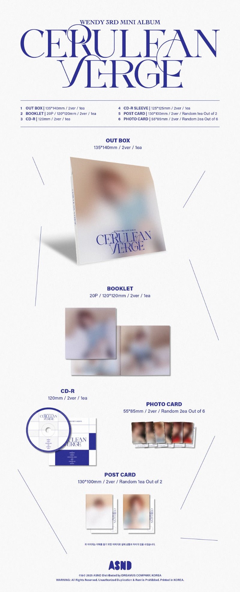 WENDY 3rd Mini Album Cerulean Verge (Digipack Version) – album 8809954224485 (B / / ) | HobiEgo
