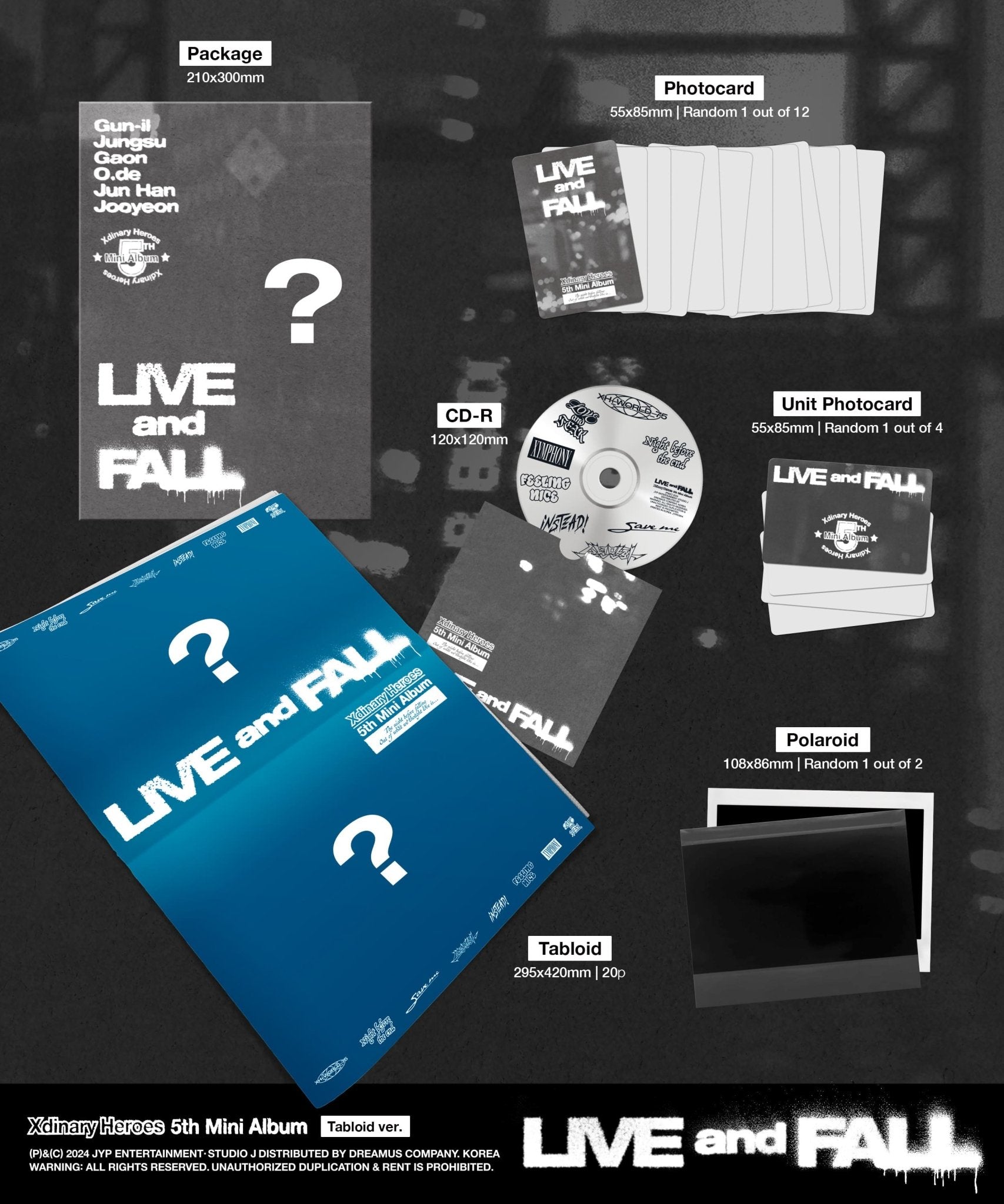 Xdinary Heroes 5th Mini Album LIVE and FALL (Tabloid Version) – album ( / / ) | HobiEgo