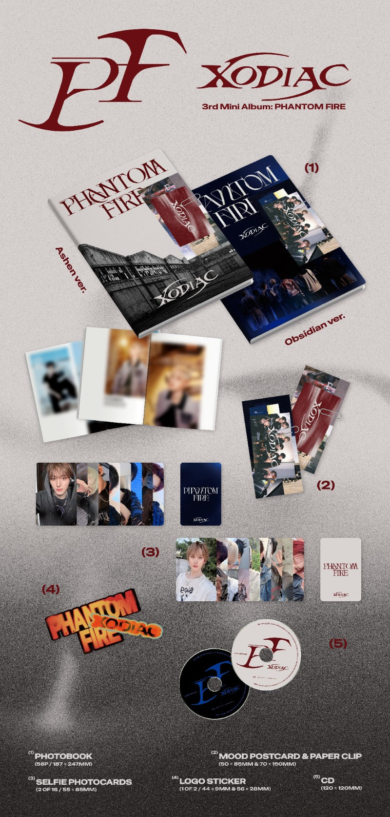 XODIAC 3rd Mini Album PHANTOM FIRE Ashen Ver. / Obsidian