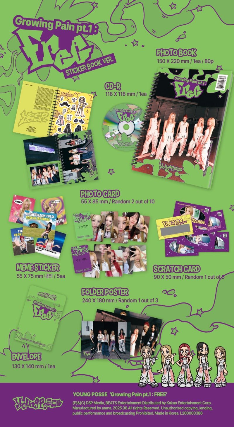 YOUNG POSSE EP Growing Pain pt.1 : FREE (Sticker Book Version) – album ( / / ) | HobiEgo