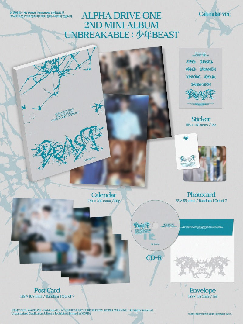 PRE-ORDER ALPHA DRIVE ONE 2nd Mini Album UNBREAKABLE : 少年 BESAT (Calendar Version)