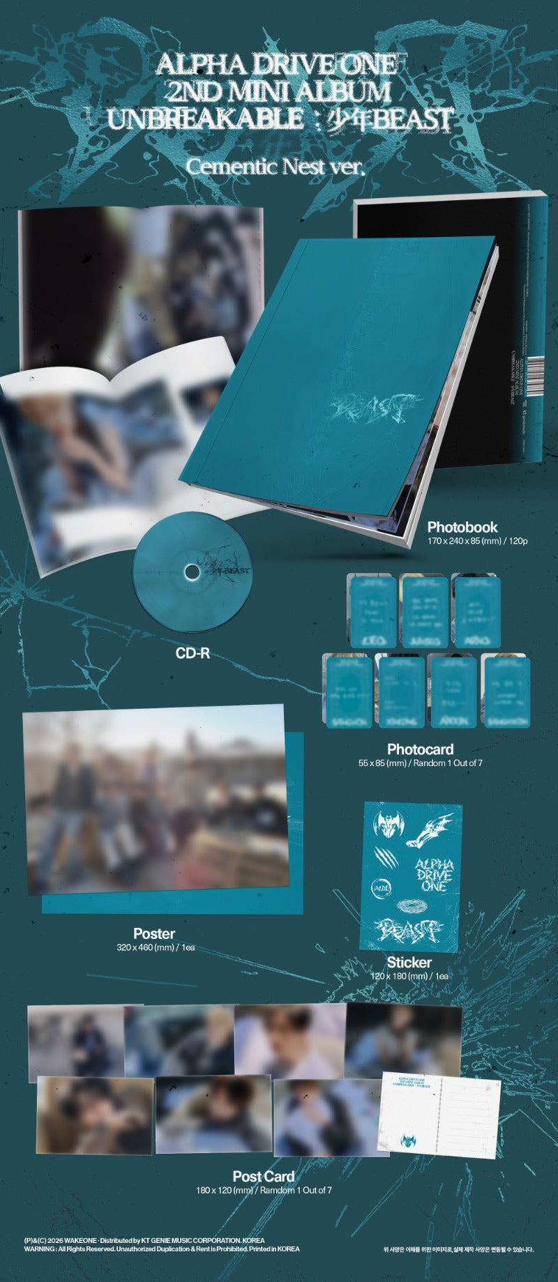 PRE-ORDER ALPHA DRIVE ONE 2nd Mini Album UNBREAKABLE : 少年 BESAT (Cementic Nest Version) + MAKESTAR POB