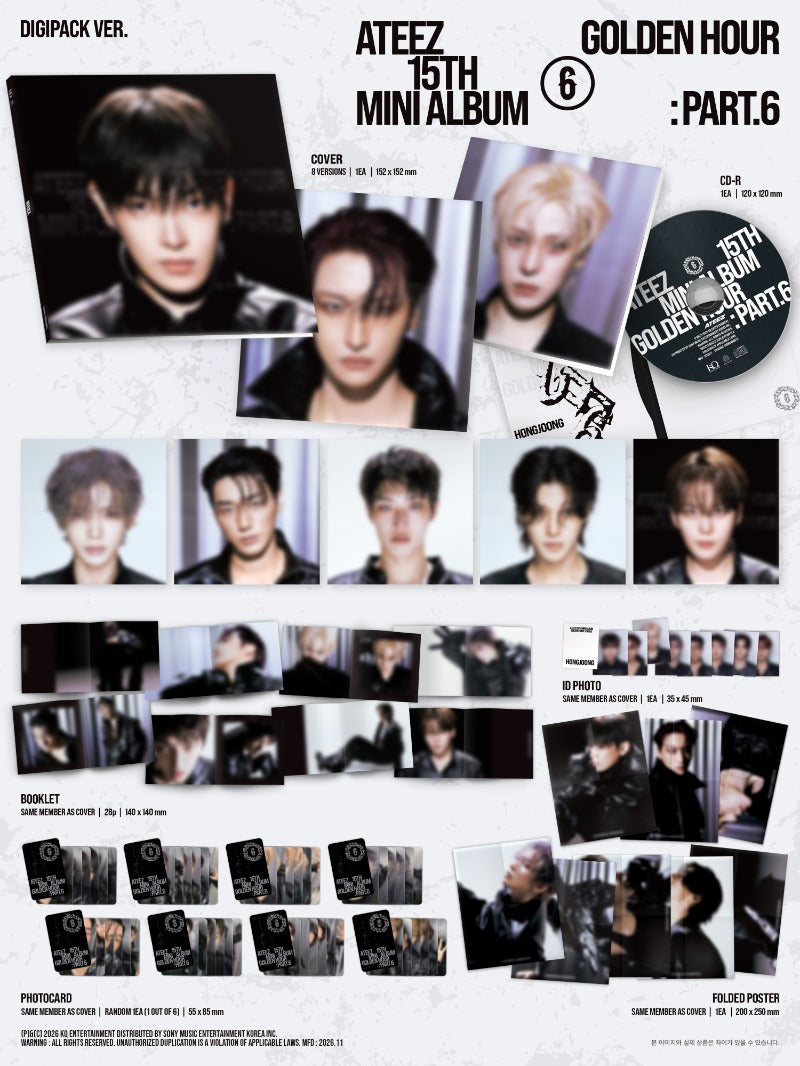 PRE-ORDER ATEEZ 15TH MINI ALBUM GOLDEN HOUR : Part.6 (DIGIPACK Version) + SOUND WAVE POB