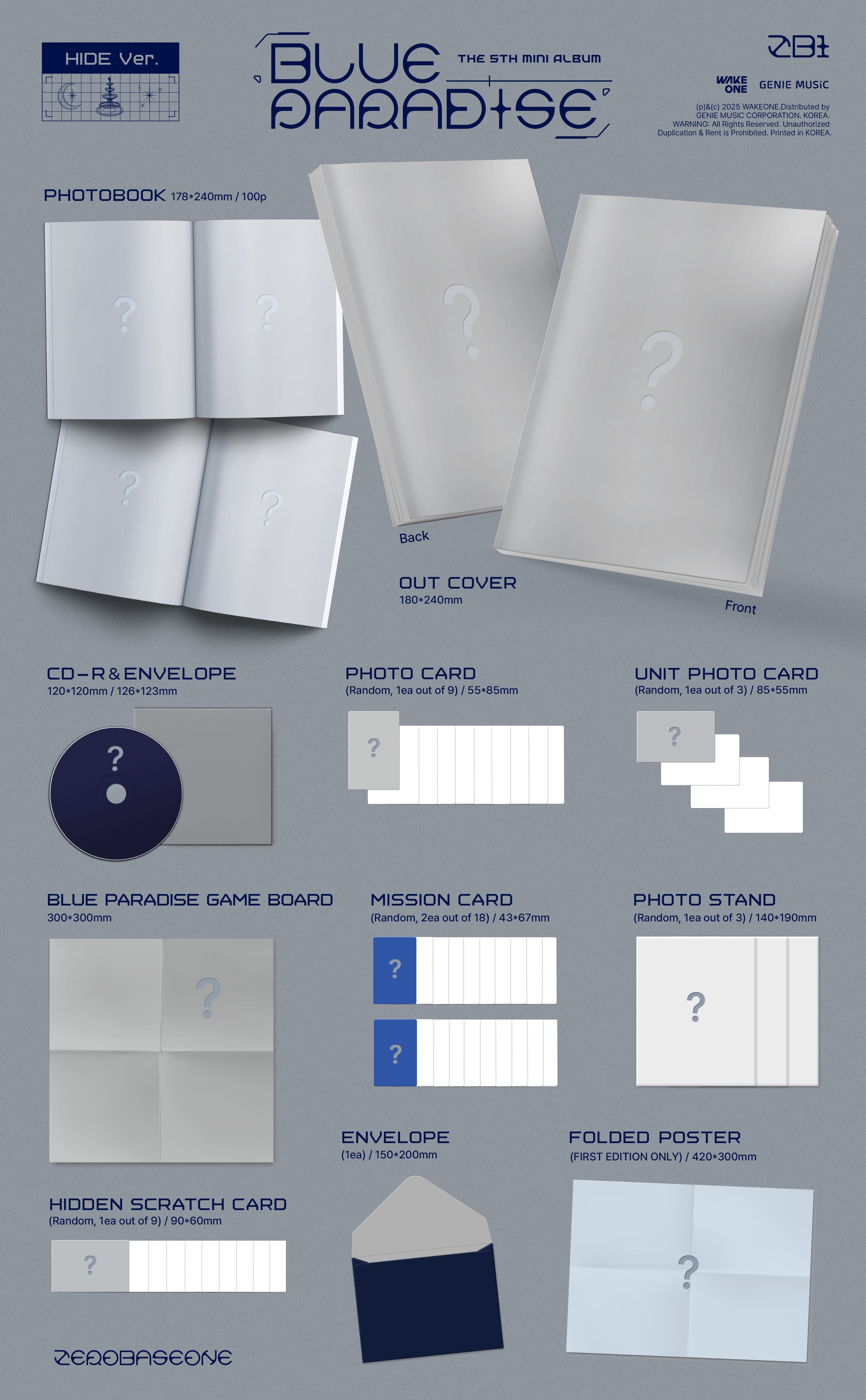 PRE-ORDER ZEROBASEONE 5th Mini Album BLUE PARADISE