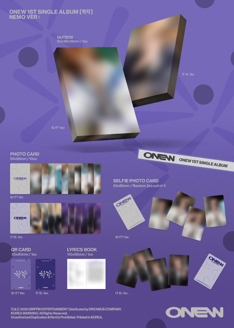 PRE-ORDER ONEW 1ST SINGLE ALBUM 착각 (NEMO Version)