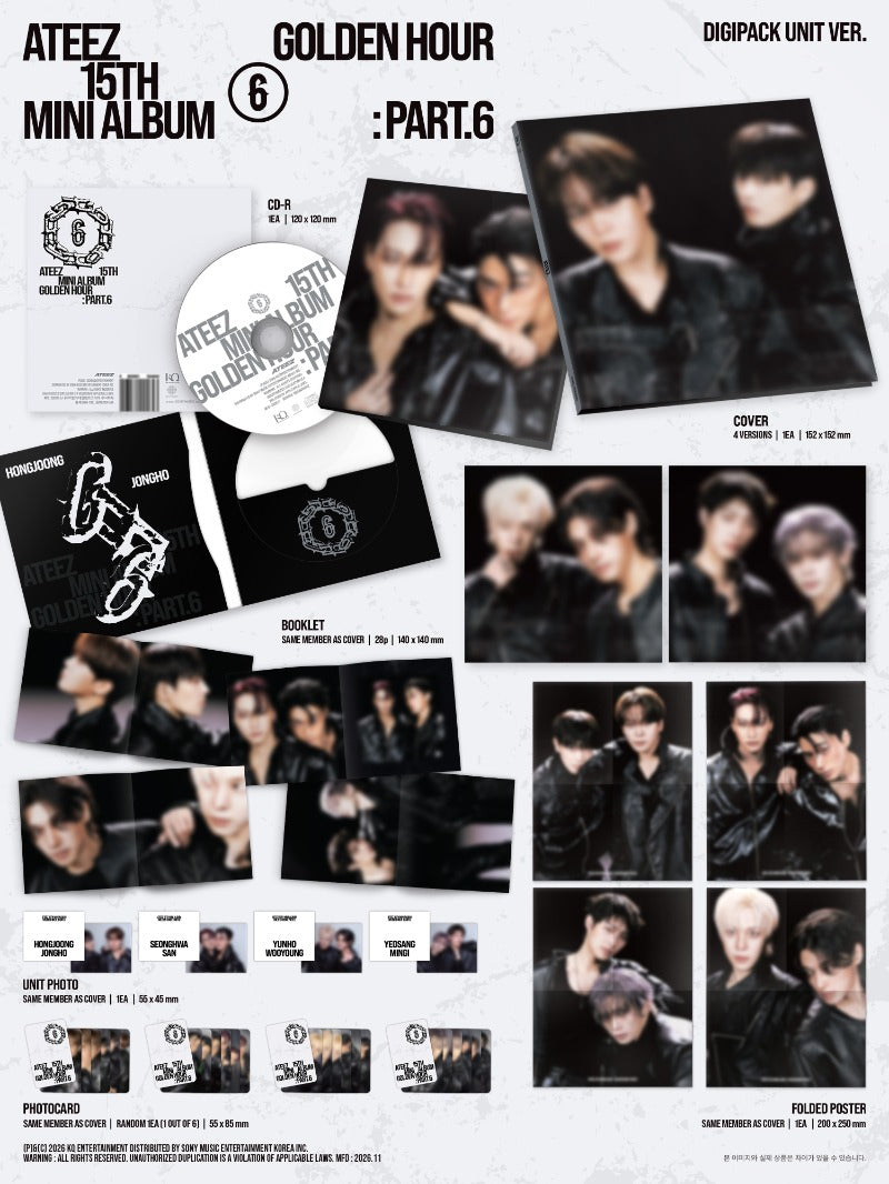PRE-ORDER ATEEZ 15TH MINI ALBUM GOLDEN HOUR : Part.6 (DIGIPACK UNIT Version) + SOUND WAVE POB