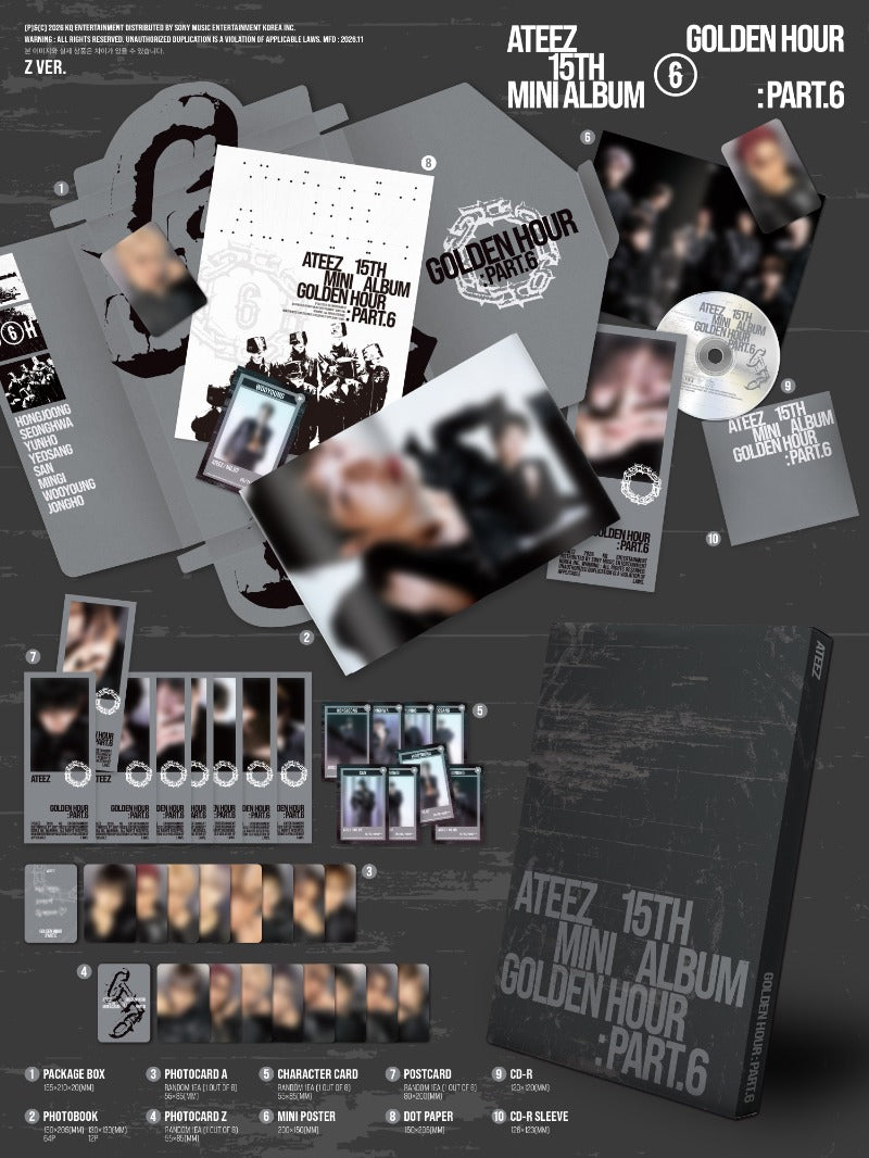 PRE-ORDER ATEEZ 15TH MINI ALBUM GOLDEN HOUR : Part.6 + SOUND WAVE POB