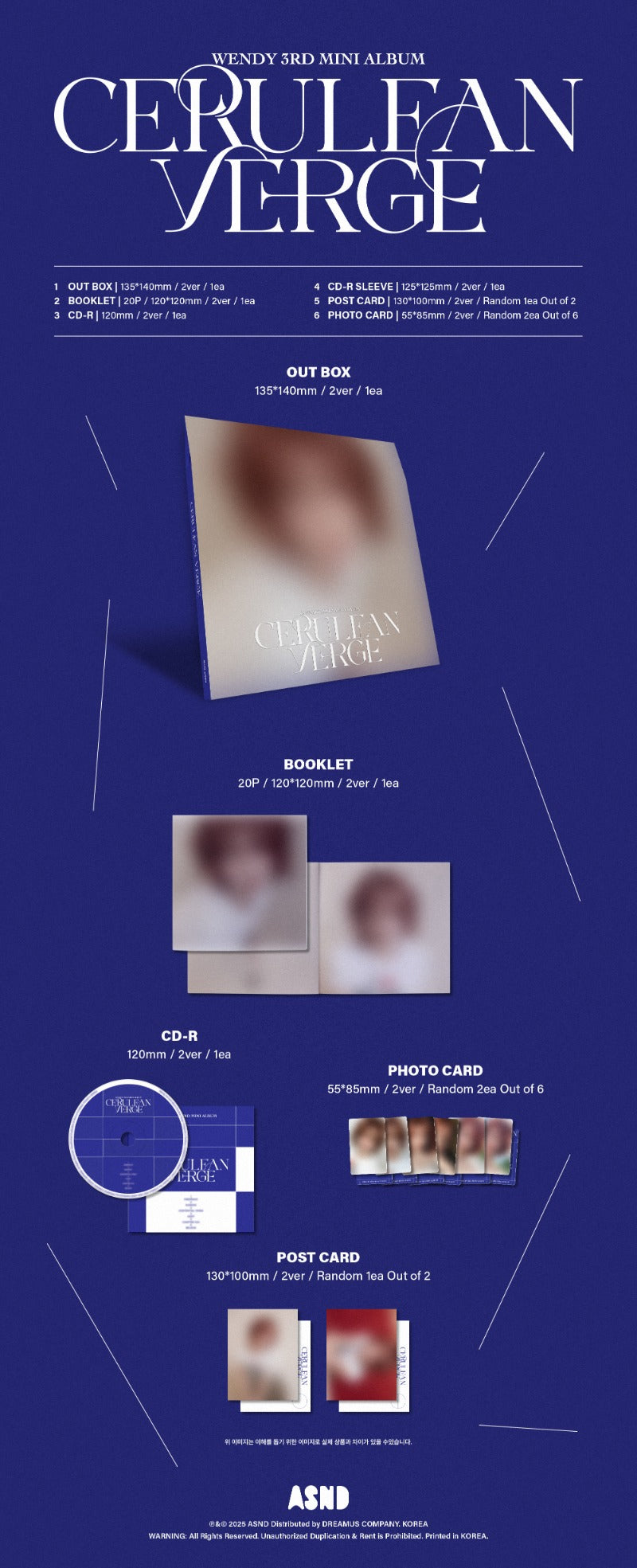 WENDY 3rd Mini Album Cerulean Verge (Digipack Version)
