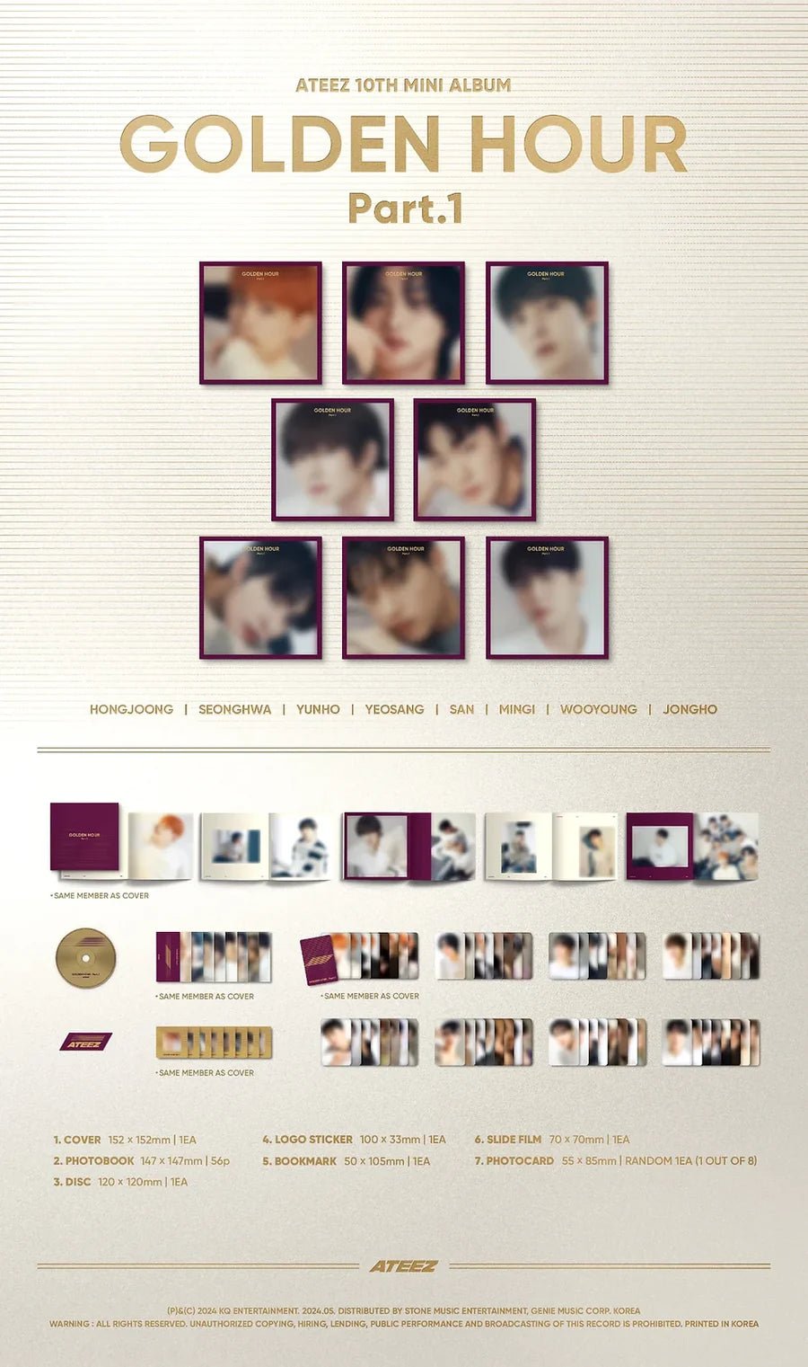 ATEEZ 10th Mini Album GOLDEN HOUR : Part.1 (Digipack Version) – album (Hongjoong / / ) | HobiEgo