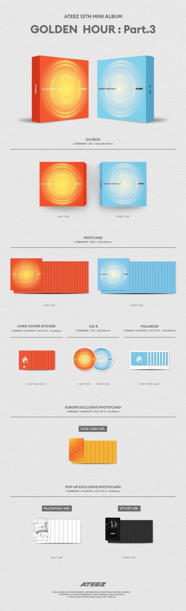 ATEEZ 12th Mini Album GOLDEN HOUR : Part.3 (hello82 Europe POP - UP Exclusive) – album (HEAT / / ) | HobiEgo