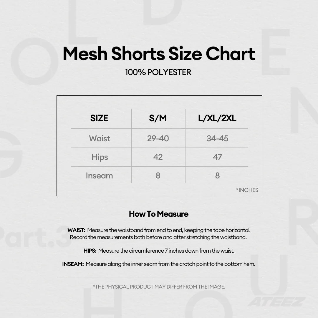 ATEEZ 12th Mini Album GOLDEN HOUR : Part.3 Mesh Shorts – Clothing (S/ M / / ) | HobiEgo